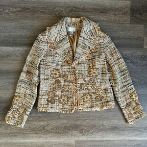 Spiegel vintage floral beaded embroidery tweed blazer
